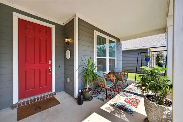 a building outdoor space with patio furniture