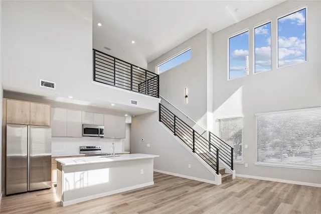 a view of entryway with wooden floor