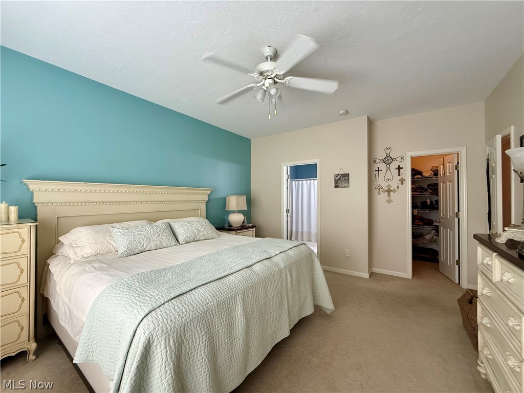 302 Wilcox Road Youngstown, OH 44515 - Photo 15 of 30 Ceiling fan fixture, recessed lighting, carpeted flooring, and a walk-in closet