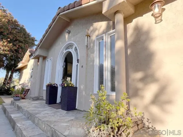 a front view of a house with shower