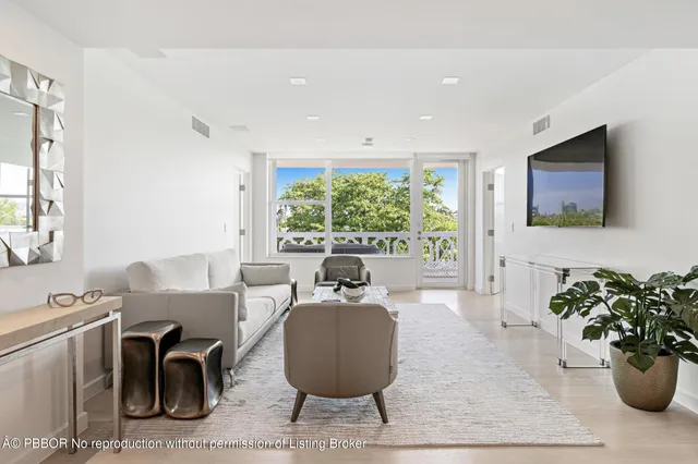 a room with furniture and a potted plant