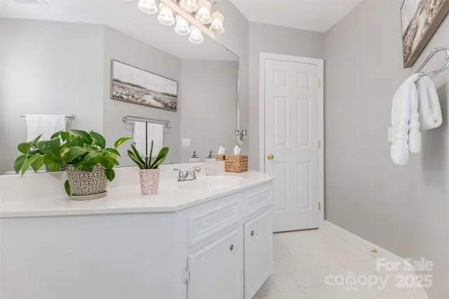 a bathroom with a sink a vanity and a mirror