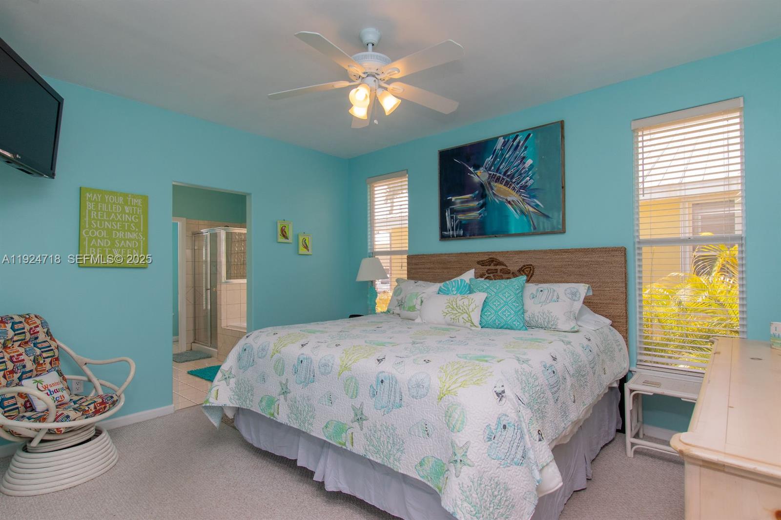 461 3rd Street Key Colony Beach, FL 33051 - Photo 20 of 79 a bedroom with a bed and ceiling fan