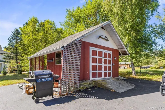 a view of a park with trees all around
