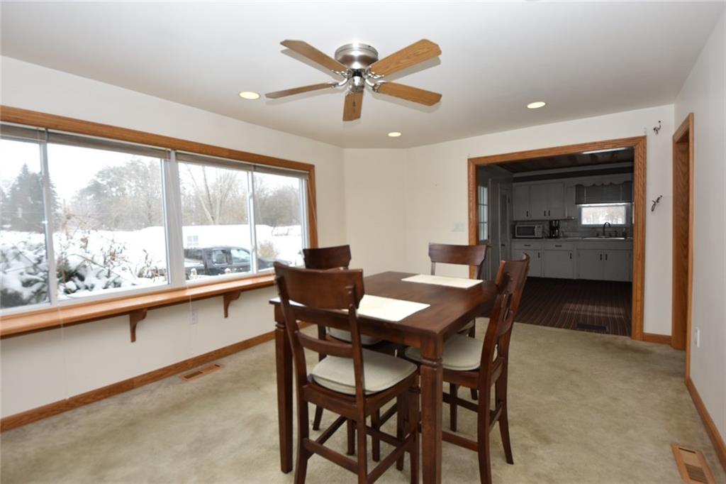 1845 Savannah Road New Castle, PA 16101 - Photo 2 of 21 Newly remodeled dining area ( remodeled from the studs up with new wiring & drywall). Room also has ceiling fan canned lighting and oak trim. Window wall provides a scenic view of the property.