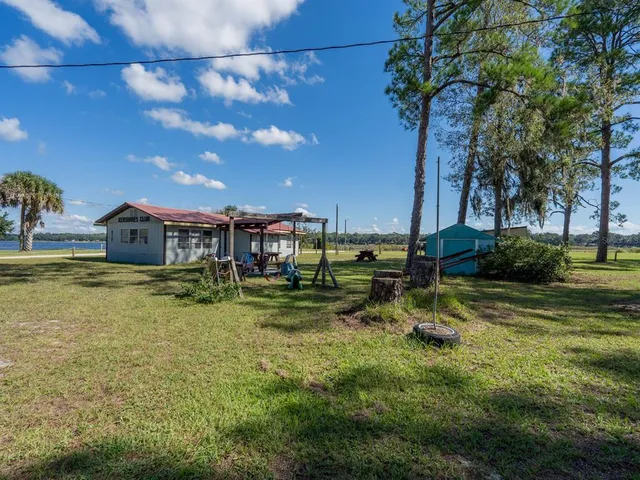 a view of a lake and a yard