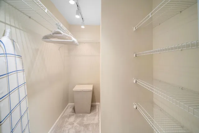 a bathroom with a shower and a toilet