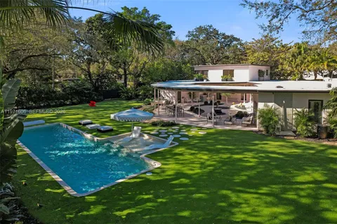 an outdoor space with garden view