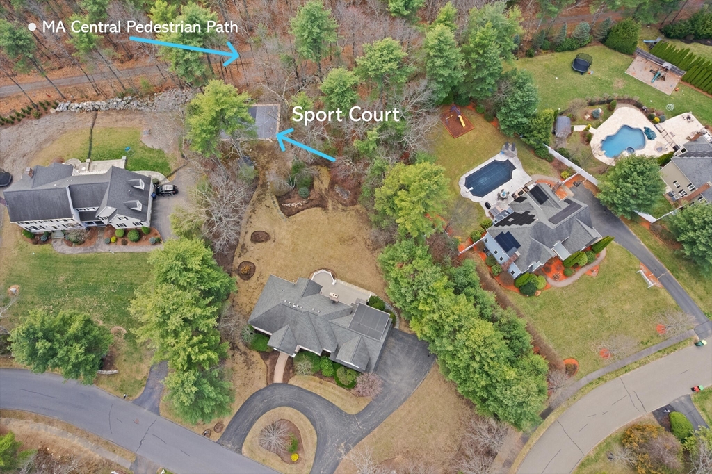 33 Bulkley Road Sudbury, MA 01776 - Photo 4 of 42 an aerial view of residential house with outdoor space and swimming pool