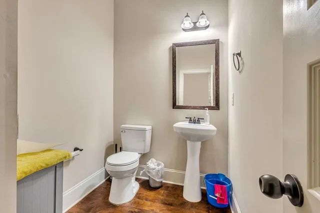 a view of a park with swings and slides