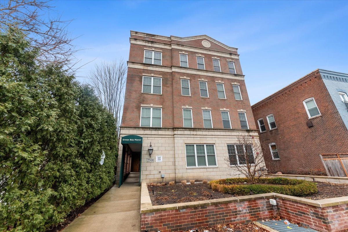 a front view of a building