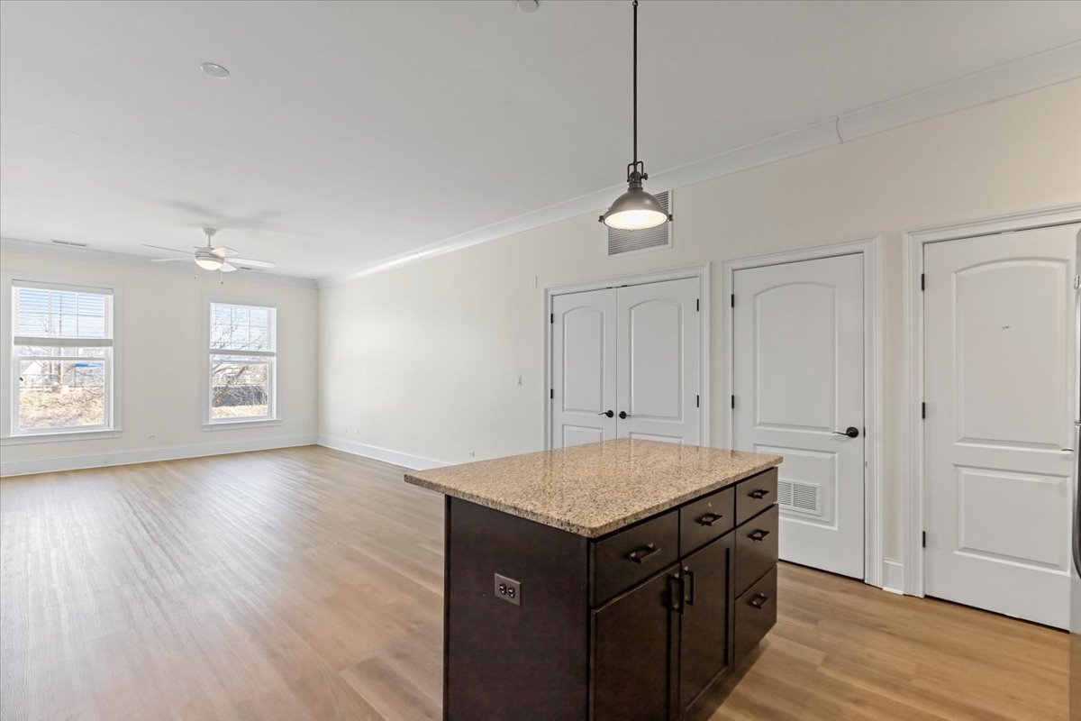 2500 Green Bay Road, Unit 202 Evanston, IL 60201 - Photo 3 of 10 a view of a kitchen cabinets a wooden floor and a window