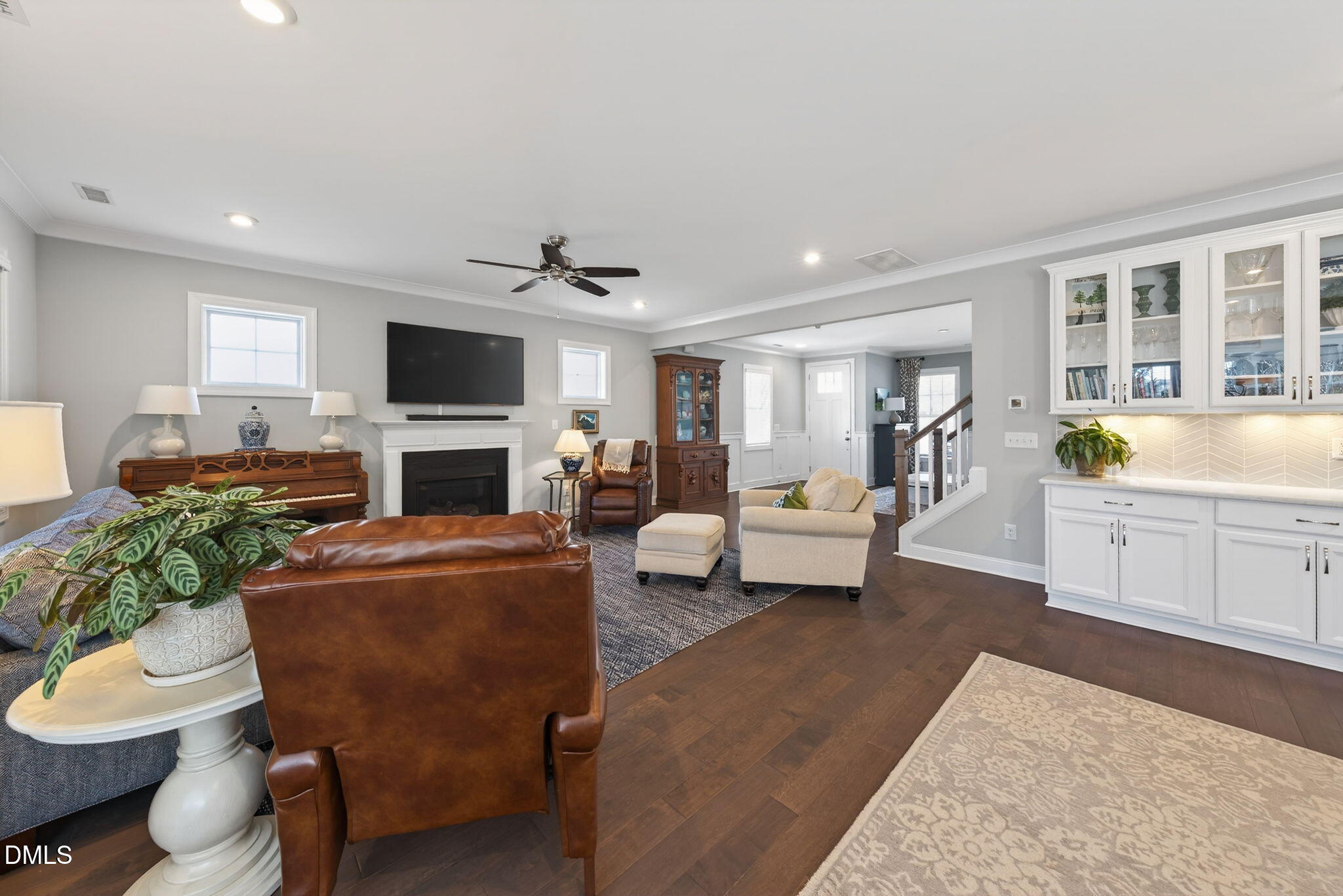 10009 Leesville Grove Drive Raleigh, NC 27613 - Photo 14 of 66 a living room with furniture and a fireplace