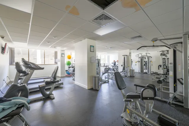 a view of a room with gym equipment