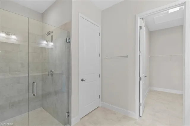 a view of an empty walk in closet