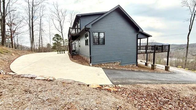 a view of a lake with a big yard