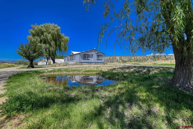 a view of a barn with a yard