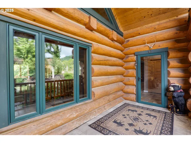 a view of a wooden door