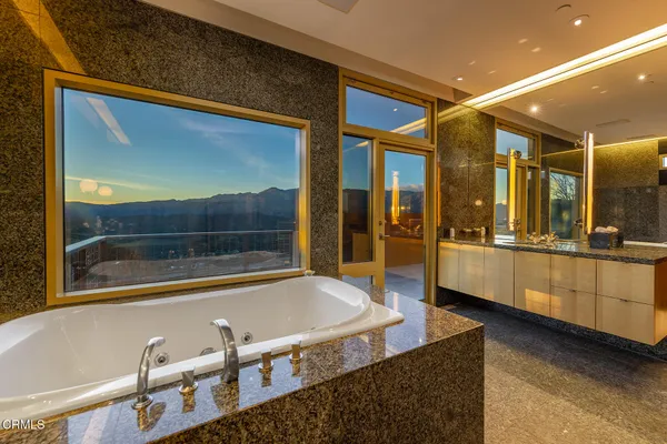 a dining room with furniture