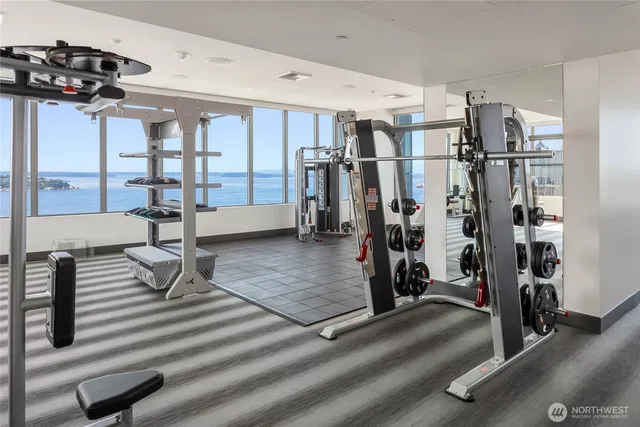 a view of a room with gym equipment