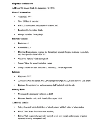 $555,000 | 702 Queen Road, St. Augustine, FL 32086