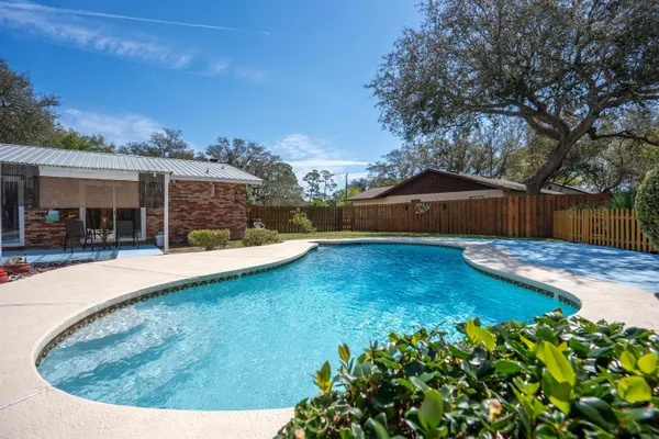 a building outdoor space with patio furniture