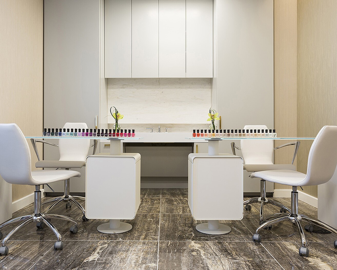 1111 Caroline Street, Unit 2908 Houston, TX 77010 - Photo 33 of 50 On-site nail salon offering manicure and pedicure services in a bright, modern setting.
