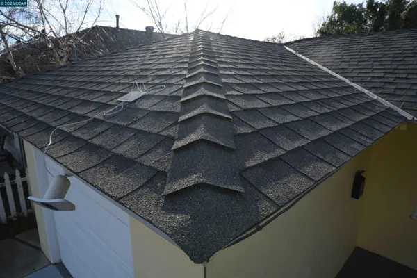 a view of a building from a balcony
