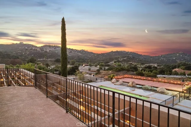 a view of a city from a balcony
