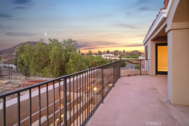 a balcony with street view