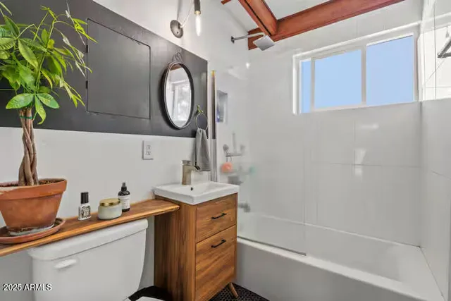 a living room with furniture