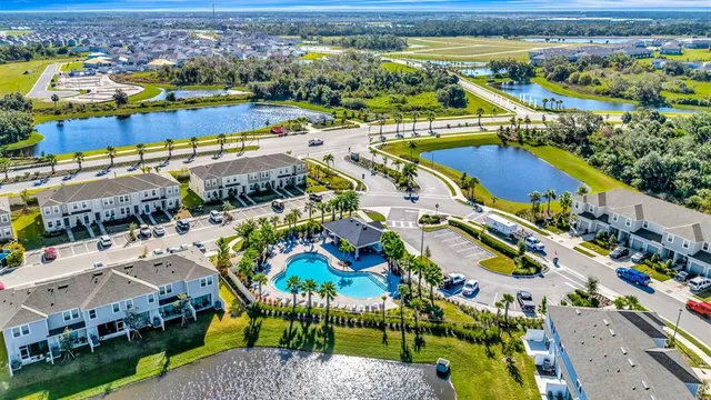 a view of an ocean and a building