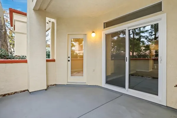 a view of a glass door with a glass door