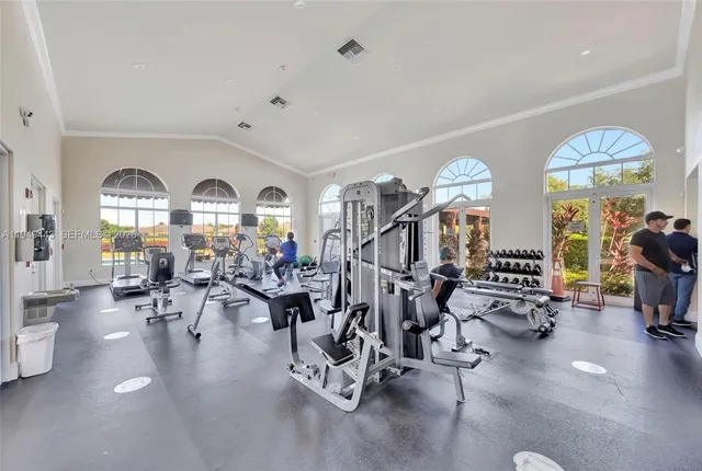 a garden view with a seating space