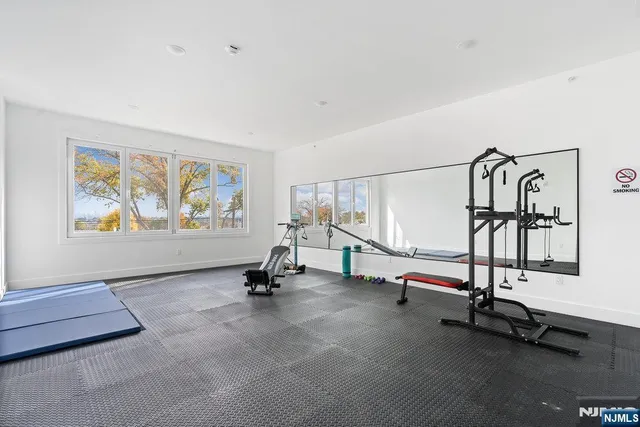 a view of a room with gym equipment