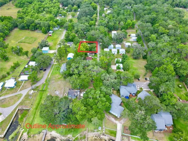 a view of a garden with a slide