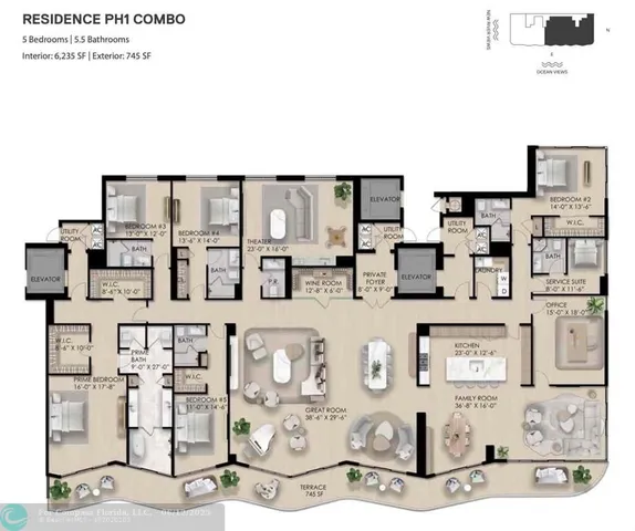 $16,000,000 | 521 East Las Olas Boulevard, Unit PH1, Fort Lauderdale, FL 33301