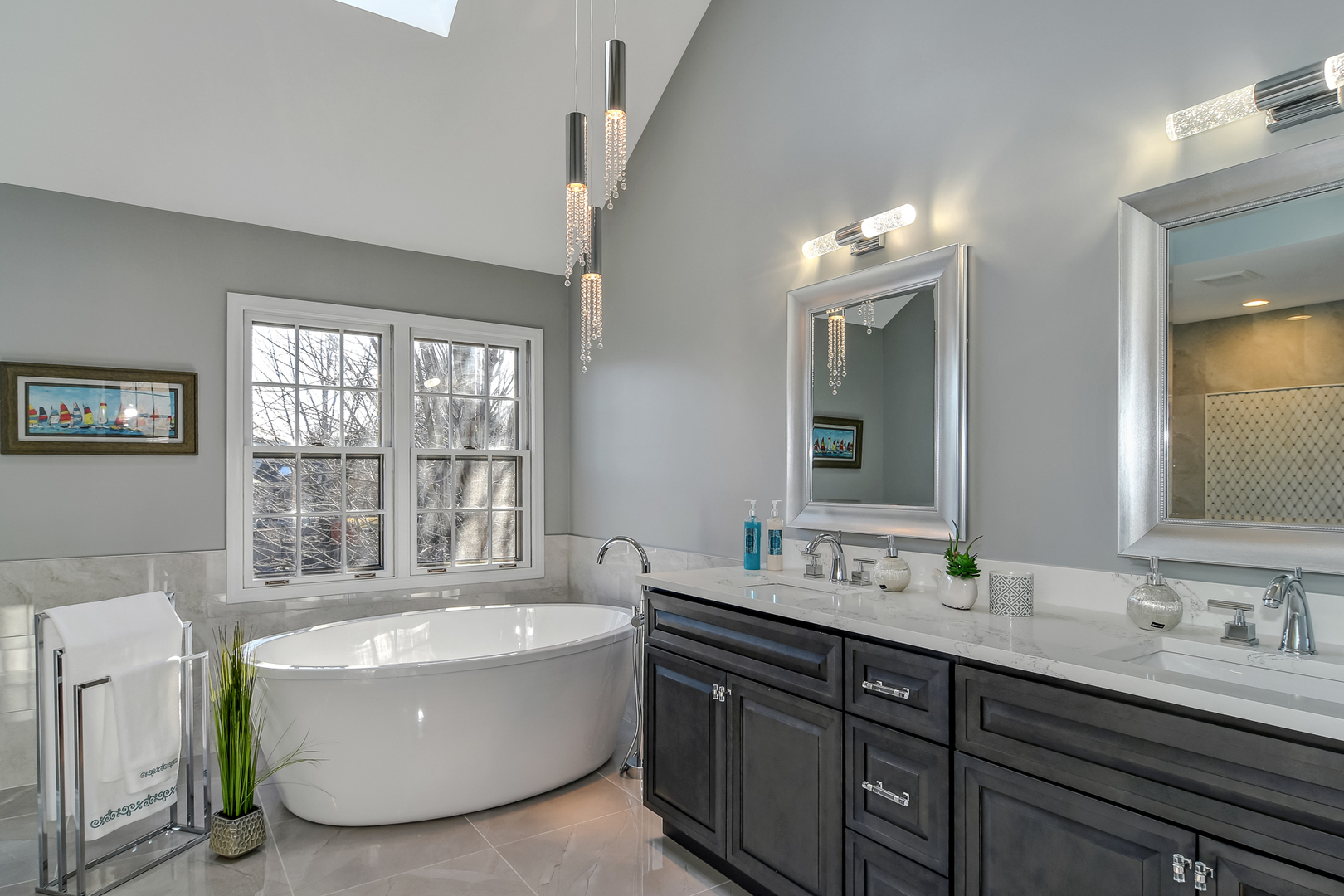 2116 Keim Road Naperville, IL 60565 - Photo 11 of 18 a bathroom with a tub double sink window and mirror