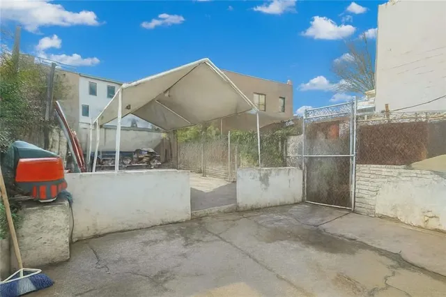 a front view of a multi story building