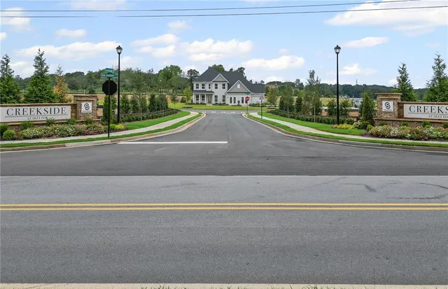 a view of a lake with a outdoor space