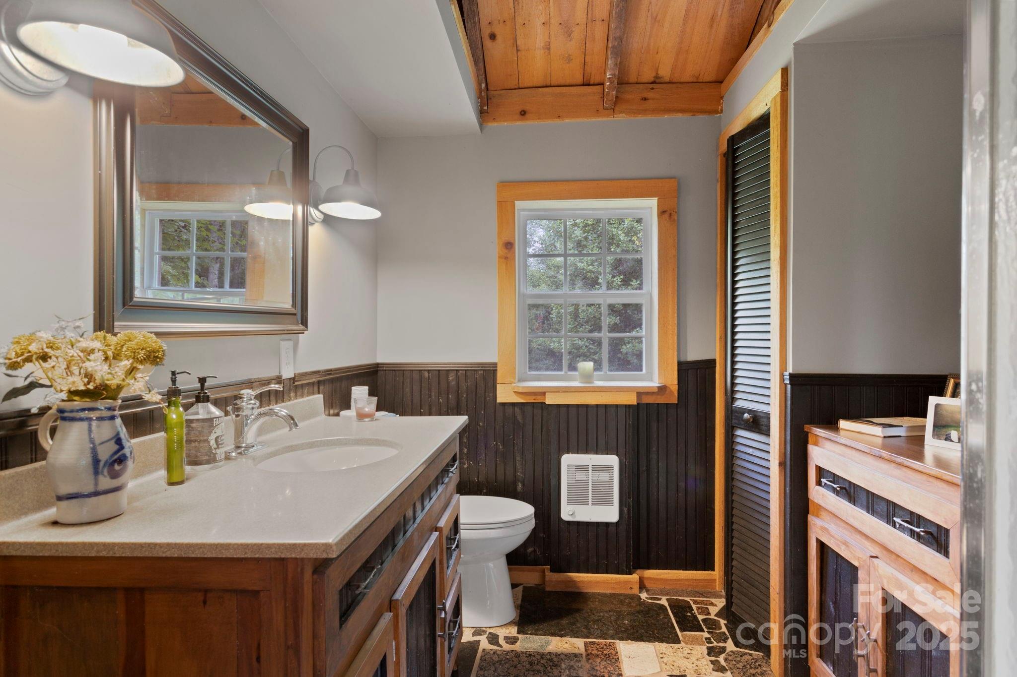 0 South Bobs Creek Road Zirconia, NC 28790 - Photo 7 of 31 a bathroom with a sink a toilet and a mirror