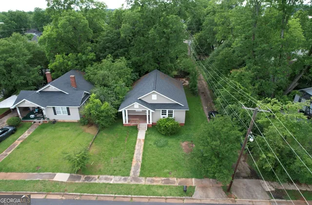 an aerial view of a house