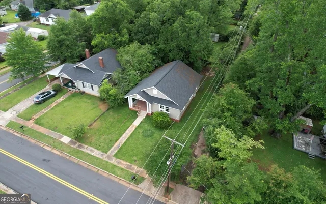 an aerial view of a house