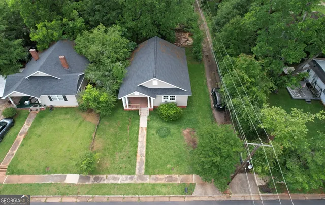 an aerial view of a house