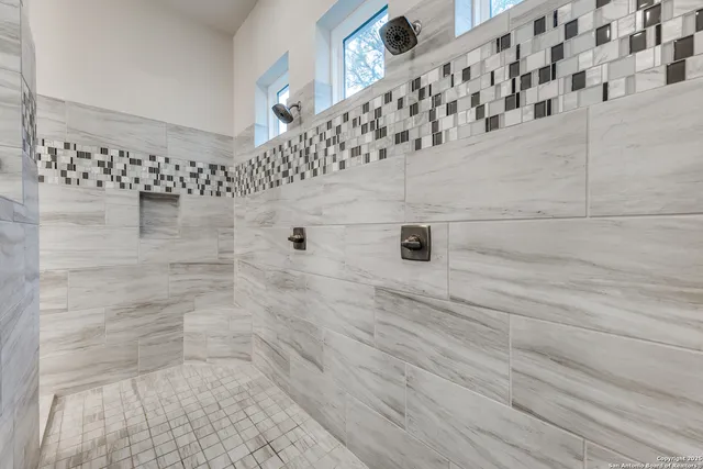 a bathroom with shower