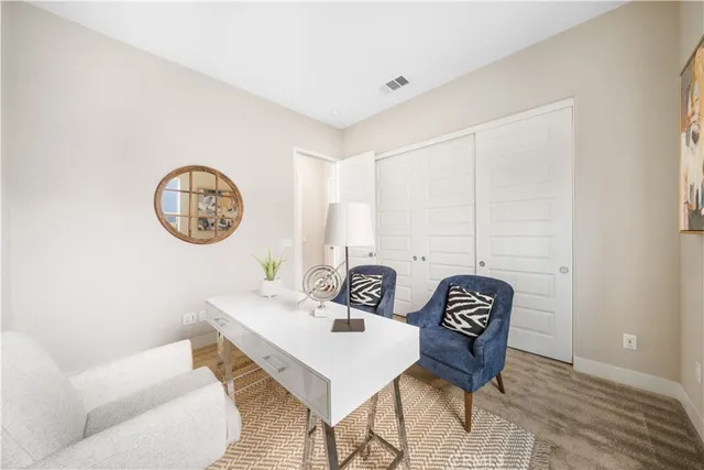 a view of an empty walk in closet