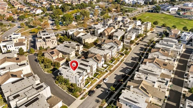 an aerial view of a house