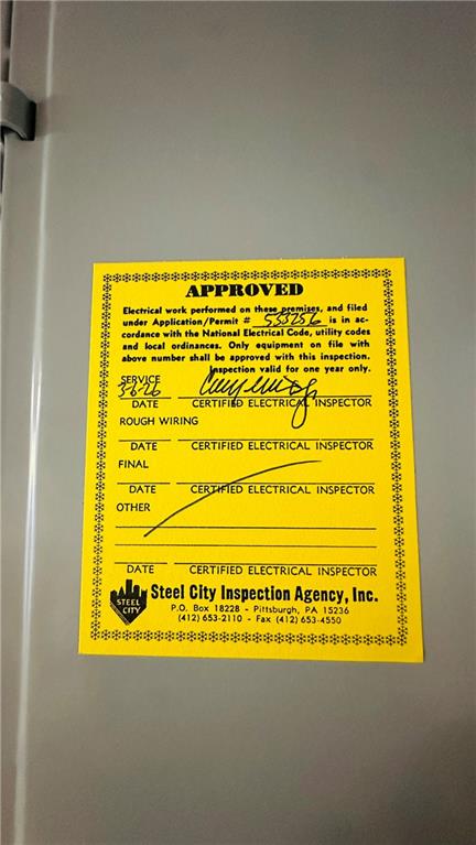 3218 Eastview Road Bethel Park, PA 15102 - Photo 49 of 49 Sticker on brand new electric circuit breaker box. March, 2026.