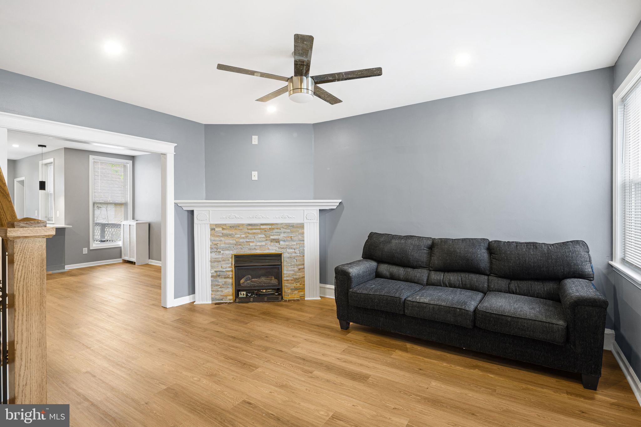 7818 Lennox Road Upper Darby, PA 19082 - Photo 9 of 32 Living Room w/Fireplace