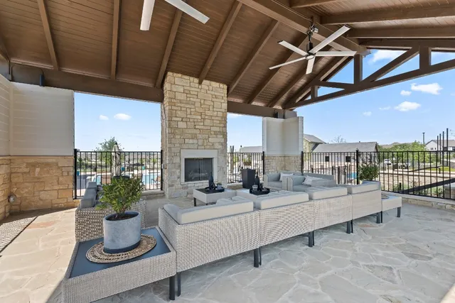 a outdoor living space with furniture